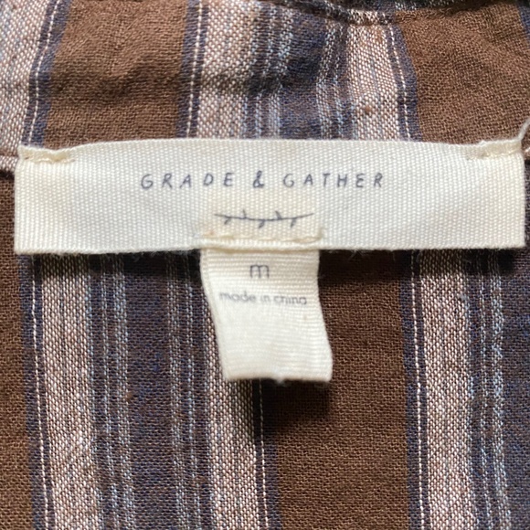 Grade & Gather Brown/Black/Tan Striped Shirt M - Picture 4 of 5